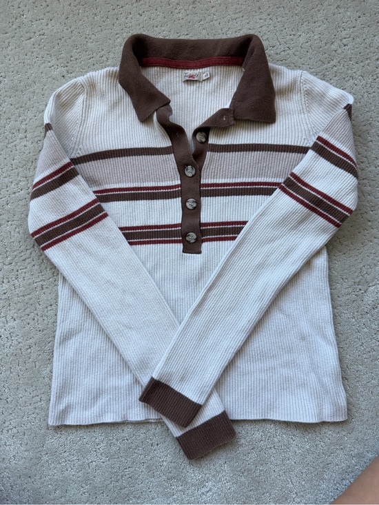 Faherty Tops - Faherty Cotton Cashmere Rib Knit Collared Henley Sweater